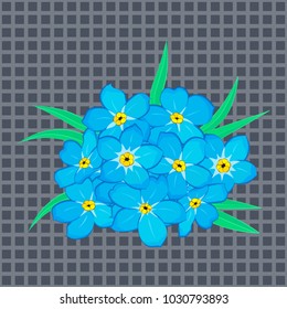 Vector seamless background. Beautiful watercolor forget-me-not flowers in blue and green colors. Bright painting inspired forget-me-not flower print.