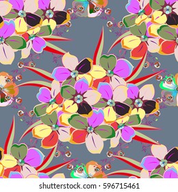 Vector seamless background. Beautiful watercolor flowers on a neutral background, bright painting inspired flower print.