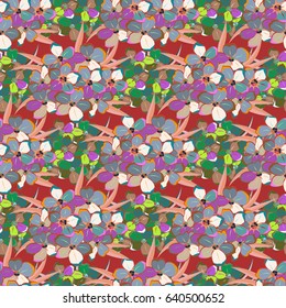 Vector seamless background. Beautiful watercolor flowers in blue and green colors, bright painting inspired flower print.