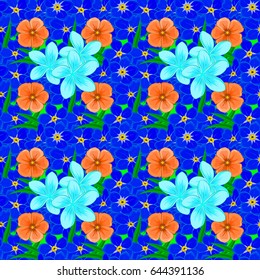 Vector seamless background. Beautiful watercolor plumeria flowers on a green background. Bright painting inspired plumeria flower print.