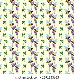 vector seamless background of bees
