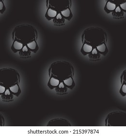 vector seamless background black skulls