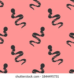 Vector seamless background. Black snakes on a pink background.