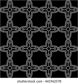 Vector seamless background in black and white. Geometric ornament pattern with repeating elements.