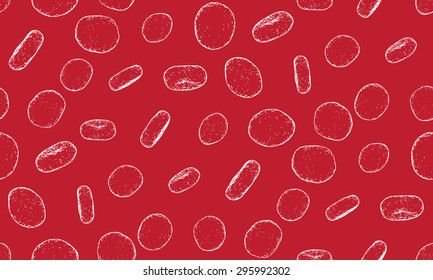 Vector seamless background of blood. The pattern of leukocytes under the microscope.