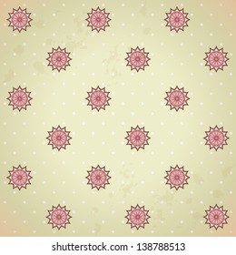 Vector seamless background. Blotches, polka dots and vintage pattern. This ornament is part of collection oriental patterns