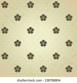 Vector seamless background. Blotches, polka dots and vintage pattern. This ornament is part of collection oriental patterns
