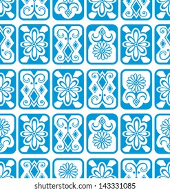 Vector seamless background. Blue tiles