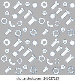 vector seamless background of bolts, nut and washers.