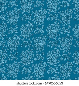 Vector Seamless background, bouquets of delicate white flowers on a blue background, prints for fabrics, covers and more .