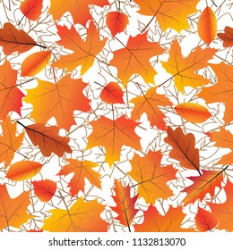 Vector seamless background with bright autumn leaves.