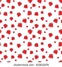 Vector seamless background. Bright ripe strawberries. For textiles and Wallpapers. Delicious strawberry.