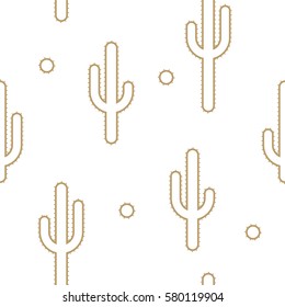 Vector seamless background with brown cactus on background white. Ready for printing on textile and other seamless design.