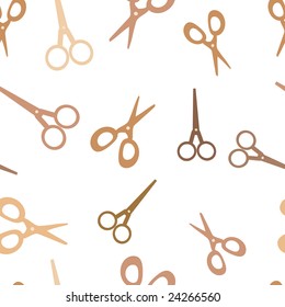 vector seamless background with brown scissors