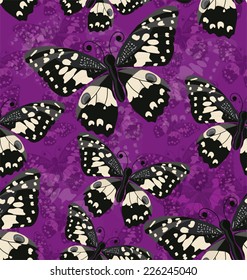 vector of seamless background with butterflies
