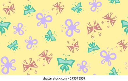 Vector seamless background of butterflies. Chaotic butterfly