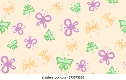 Vector seamless background of butterflies. Chaotic butterfly