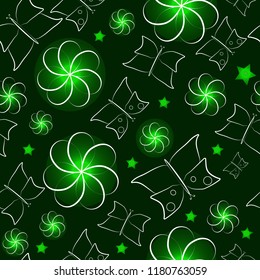 
vector seamless background, butterflies, flowers