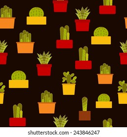 Vector seamless background with cactus for your design