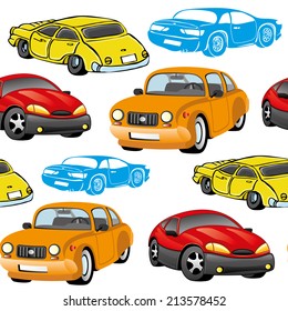 Vector seamless background. Cars.