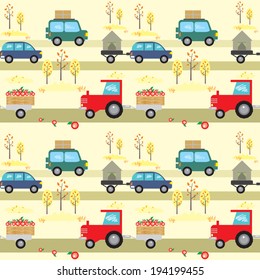 vector  seamless  background cars  autumn