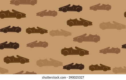 Vector seamless background of cars. Chaotic sports cars
