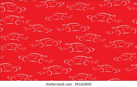 Vector seamless background of cars. Chaotic sports cars