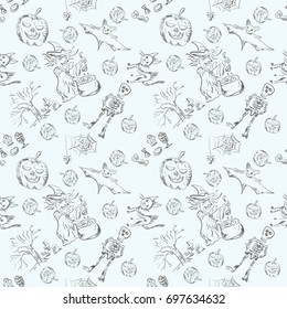 Vector seamless background characters halloween