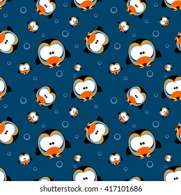 Vector seamless background. Cheerful bright abstract bird in cartoon style. The use of design and design pages, cards, wall, wallpaper ...