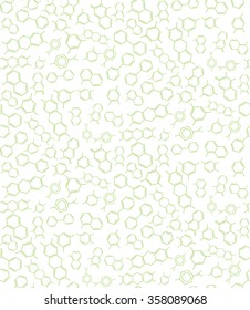 Vector seamless background of chemical formulas. Skeletal formula of the chemical. Hexagons and lines.
