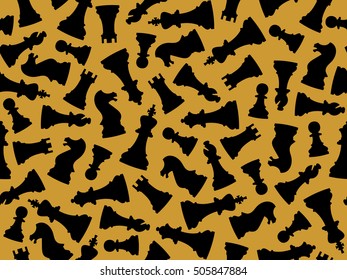Vector seamless background with chess pieces. Vector signs of chess pieces.
