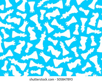 Vector seamless background with chess pieces. Vector signs of chess pieces.