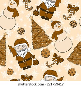 Vector seamless background, Christmas and New Year's decorative elements.  Suitable for various designs, invitation, thank you card, wrapping paper pattern and scrapbooking. Vector 10 EPS
