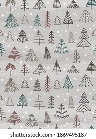 Vector seamless background with christmas trees. Seasonal winter texture. Christmas package, card, banner template. EPS 10