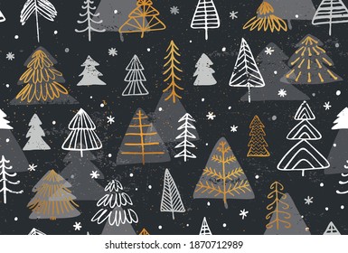 Vector seamless background and christmas trees  Seasonal winter texture  Christmas package  card  banner template  EPS 10
