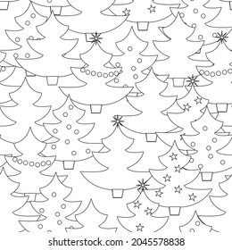 Vector de fondo transparente con árboles de Navidad en blanco y negro. ¡Feliz Navidad! ¡Feliz Año Nuevo!