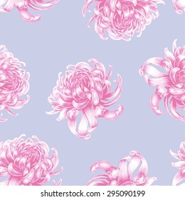 Vector seamless background. Chrysanthemum flowers. Design for fabrics, textiles, paper, wallpaper, Internet. Vintage. Floral ornament.