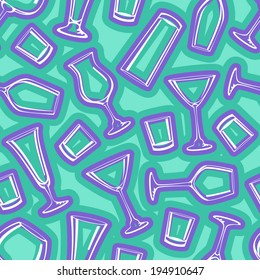 Vector seamless background with cocktail glasses