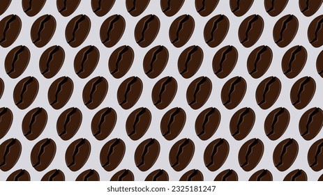 Vector seamless background. Coffee bean in 3D style. Coffee, coffee bean, seamless. Wallpaper, pattern, fabric. Lover of coffee, drink, energy.