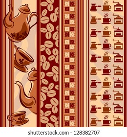 vector seamless background with coffee images pattern