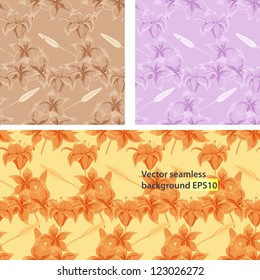 Vector seamless background. Vector colored lilies