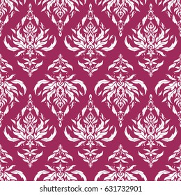 Vector seamless background. Colored patterns antique. Ornament in white and purple colors.