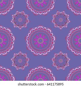 Vector seamless background. Colored patterns antique. Ornament in violet and yellow colors.