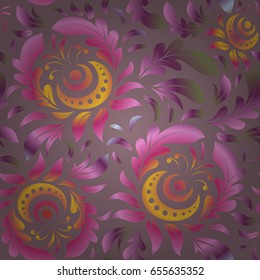 Vector seamless background. Colored patterns antique. Ornament in yellow, pink and brown colors.