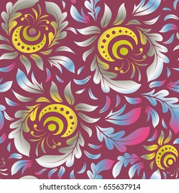 Vector seamless background. Colored patterns antique. Ornament in yellow and purple colors.