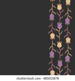 Vector seamless background with colored spots and holes. Ditsy flowers. Seamless background in beige, brown and gray tulips.