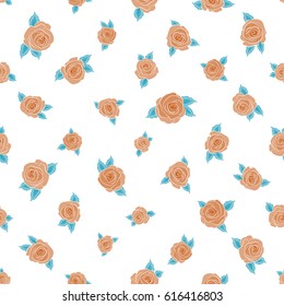 Vector seamless background with colored spots. Seamless background in blue and orange roses.