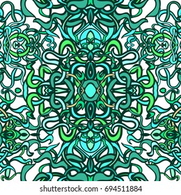 Vector seamless background with colorful abstract shape and lines of vegetative character in a modern style. Can be used for wallpaper, pattern fills, web page, textures, textile print, wrapping paper