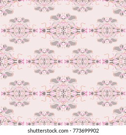 Vector seamless background with colorful abstract shape and lines of vegetative character in a retro style. Can be used for wallpaper, pattern fills, web page, textures, textile print, wrapping paper