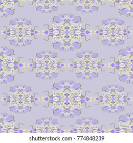 Vector seamless background with colorful abstract shape and lines of vegetative character in a retro style. Can be used for wallpaper, pattern fills, web page, textures, textile print, wrapping paper